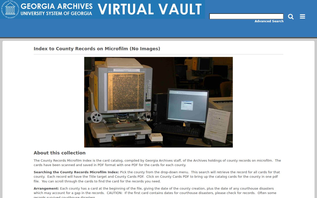 Forsyth County city directory Georgia Archives catalog cards