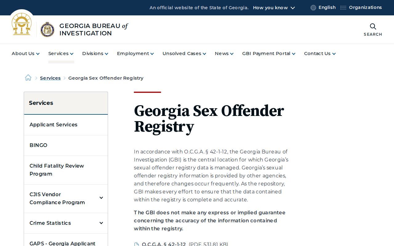 Official Georgia registry information relevant to lawful Forsyth County safety research
