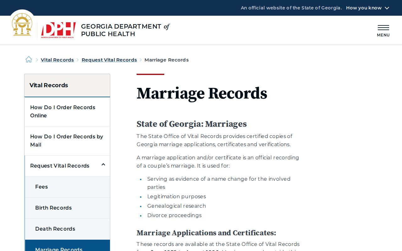 Forsyth County previous residents Georgia marriage record access