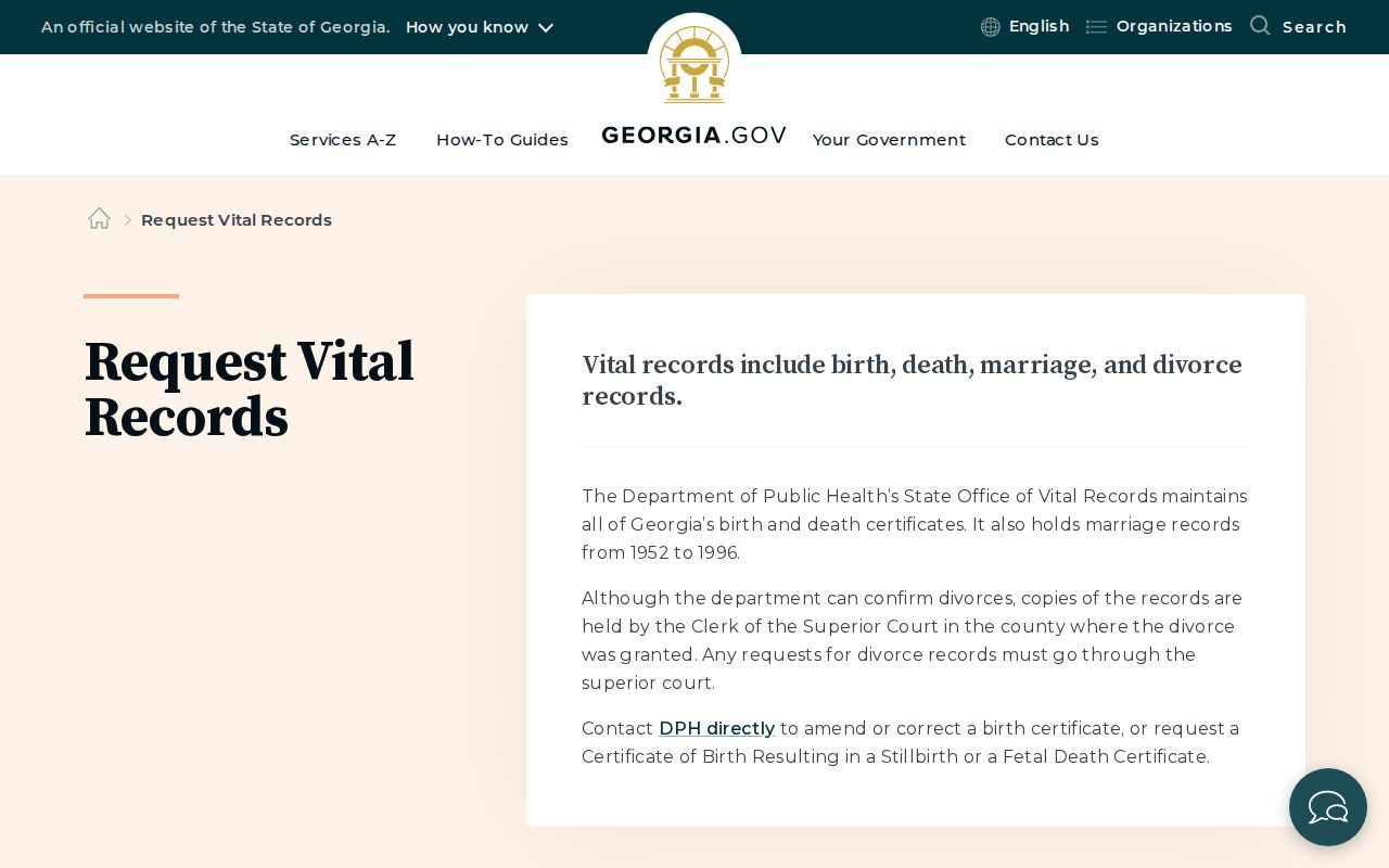 Georgia vital records request options for Forsyth County identity research