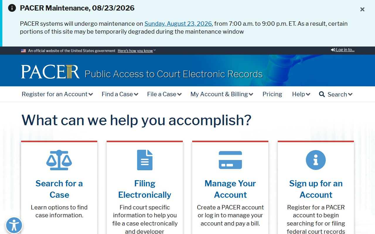 PACER information for federal cases connected to Forsyth County residents
